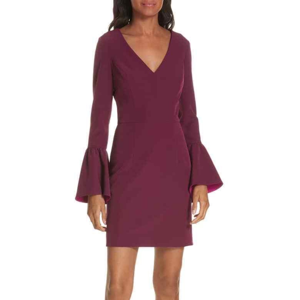 Milly Plum Morgan Cady Bell Sleeve Sheath Dress 2